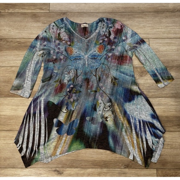 Tops - Studio Gem Butterfly Tunic Handkerchief Hem Medium Fairycore Made In USA Boho‎